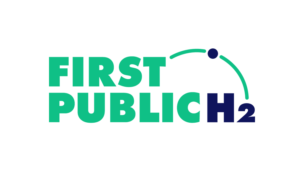 Logo reading FIRST PUBLIC H2 in teal and navy with an arc and dot suggesting hydrogen orbit.