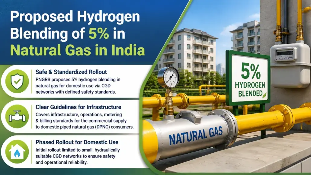 Proposed Hydrogen Blending of 5% in Natural Gas in India